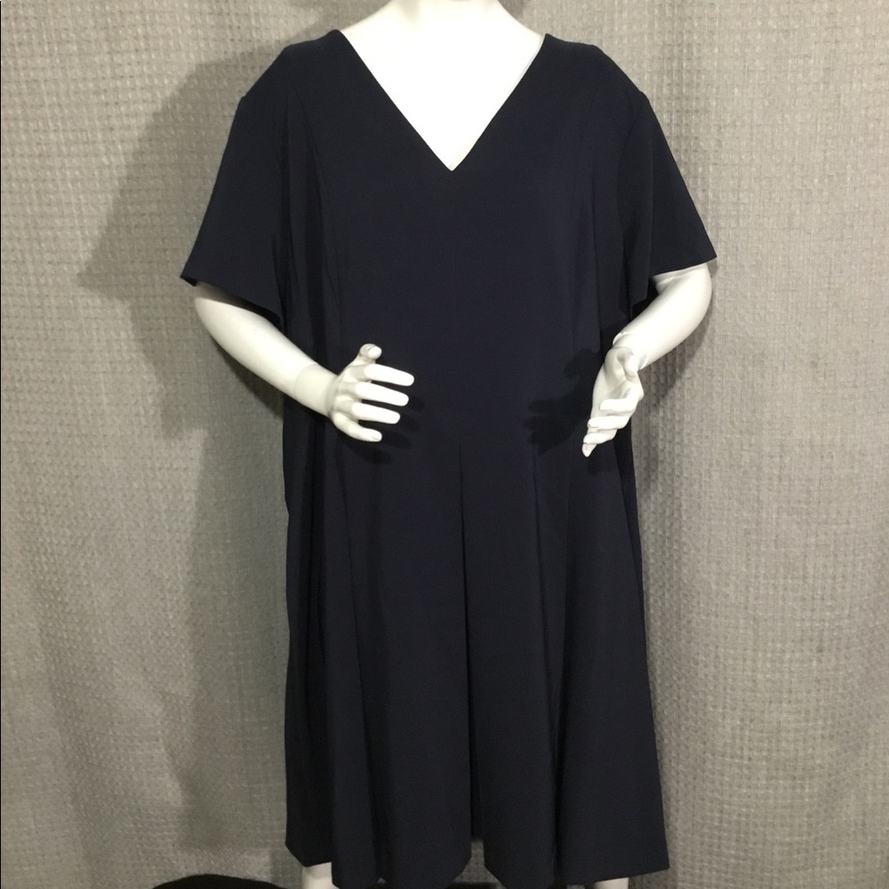 Women's V-Neck Navy Swing Dress